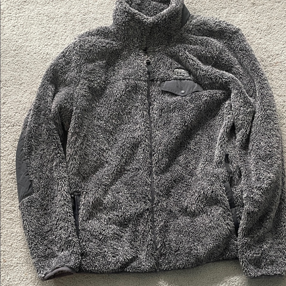L.L. Bean Women’s Gray Hi Pile Fleece Zip Jacket